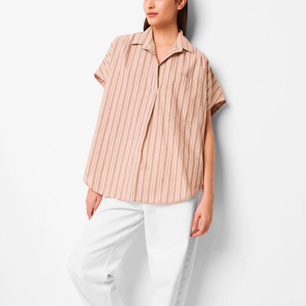 French Connection Oversized Stripe Popover Sleeveless Shirt, NWT